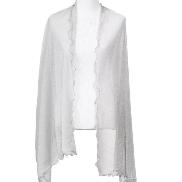 Ruffle-Edge Metallic Evening Wrap - Picture 2 of 4